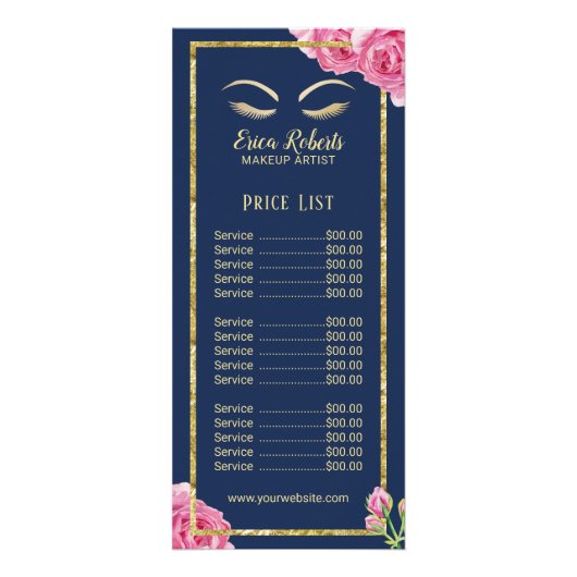 価格表 |メイクアップアーティストヴィンテージフローラ海軍 ラックカード (正面)