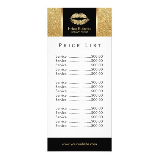 価格表 |メイクアップアーティスト金ゴールドグリッターリップサロン ラックカード (正面)