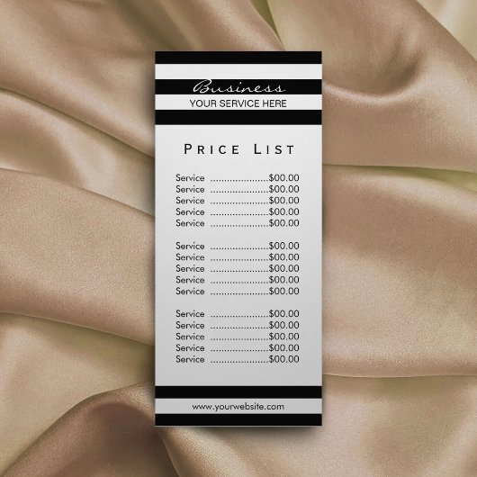 価格表 |モダン白黒ストライプサロンスパ ラックカード