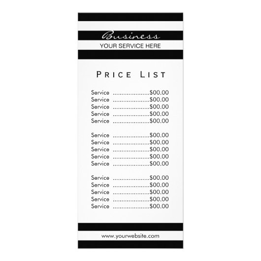 価格表 |モダン白黒ストライプサロンスパ ラックカード (裏面)