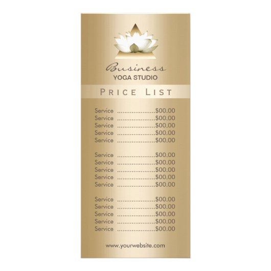 価格表 |ヨガスタジオモダン金ゴールドロータス ラックカード (正面)