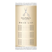 価格表 |ラグジュアリーシルバーグリッター金ゴールドヘアサロン ラックカード (正面)