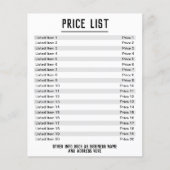 価格表。最大40項目＆価格。両面 チラシ (正面)