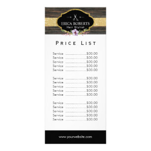 価格表  美容師ヴィンテージフローラダークウッド ラックカード