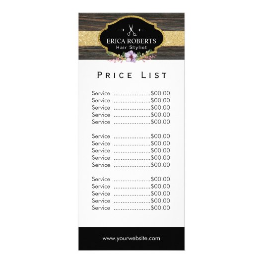 価格表 |美容師ヴィンテージフローラダークウッド ラックカード (正面)