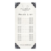 価格表 |美容師ヴィンテージブラックレースサロン ラックカード (正面)