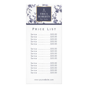 価格表 美容師ヴィンテージブルーフローラ ラックカード
