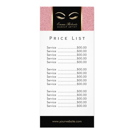 価格表 | Lash & Browメイクアップアーティストバラ金ゴールド ラックカード (正面)