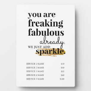 価格設定サービスのヘアメイクアップの点滅サロンの署名 フォトプラーク