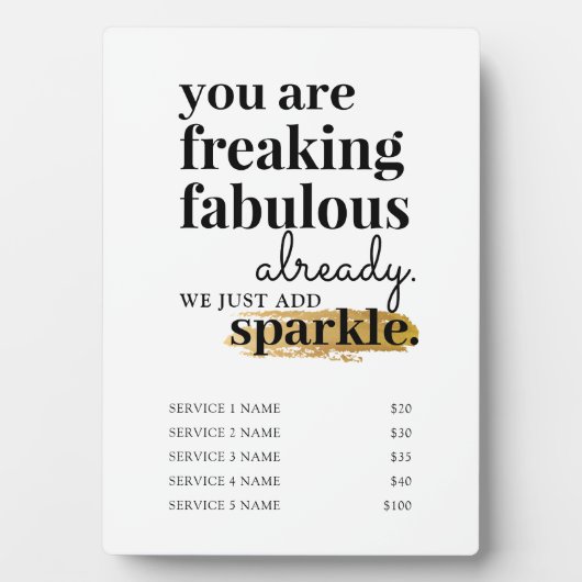 価格設定サービスのヘアメイクアップの点滅サロンの署名 フォトプラーク (正面)