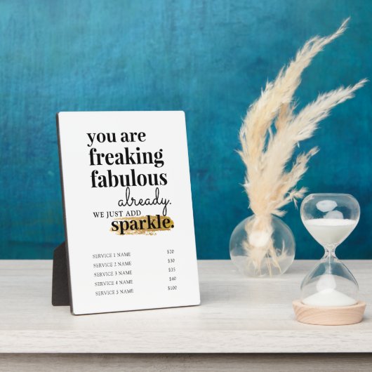 価格設定サービスのヘアメイクアップの点滅サロンの署名 フォトプラーク (側面)