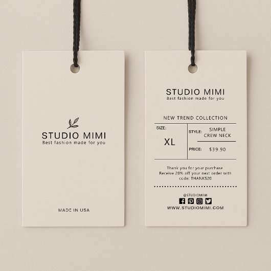 価格、サつるイズ、スタイル、および社会的な服のラベル 名刺