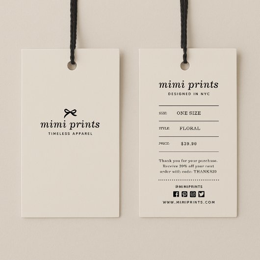 価格、サつるイズ、スタイル、および社会的な服のラベル 名刺