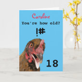 侮辱おもしろいチキン18th誕生日カード カード (黄色い花)