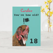 侮辱おもしろいチキン18th誕生日カード カード (黄色い花)