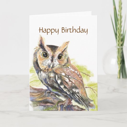 侮辱のかわいいフクロウ、おもしろいな鳥、バースデー・カード カード (正面)