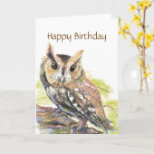 侮辱のかわいいフクロウ、おもしろいな鳥、バースデー・カード カード (黄色い花)