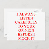 侮辱をばかにする ポストカード (正面/裏面)