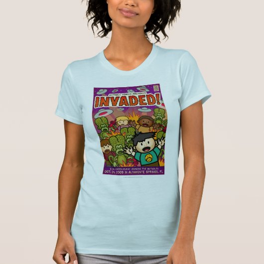 侵入される独占記事! 喜劇的なワイシャツ(女性) Tシャツ (正面)