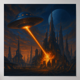 侵攻着火 – 宇宙船がエイリアンシティを攻撃 ポスター