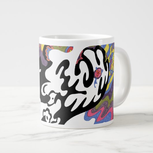 「侵略」抽象芸術芸術 ジャンボコーヒーマグカップ (正面右)