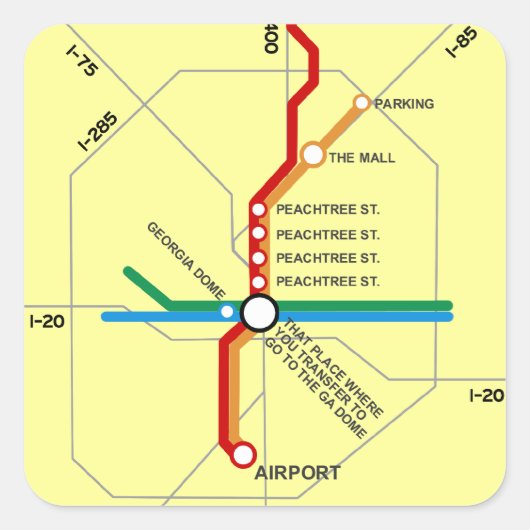 便利なアトランタ地下鉄の地図 スクエアシール (正面)