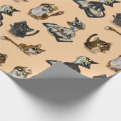 便利な勉強猫黄色ラッピング紙 ラッピングペーパー (角)