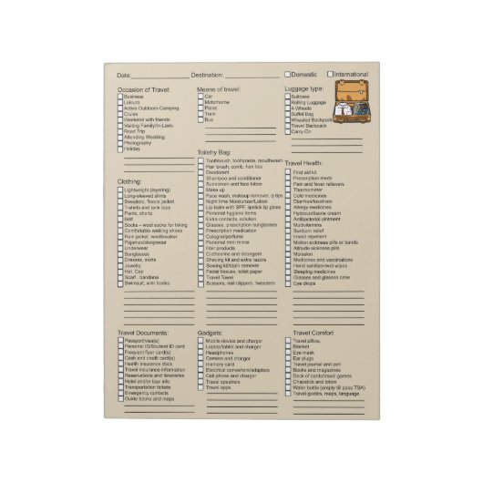 便利な旅行梱包チェックリスト ノートパッド (回転)