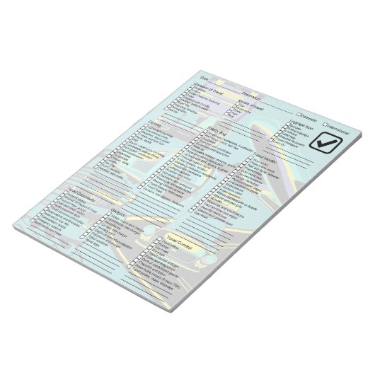 便利な旅行梱包チェックリスト ノートパッド (アングル)