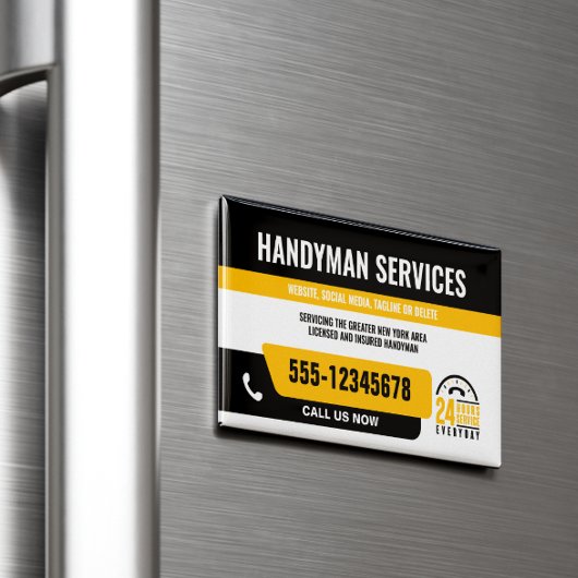 便利修正IT男の緊急修理ブラックイエロー マグネット名刺