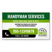 便利修理ブラックグリーン マグネット名刺 (正面)