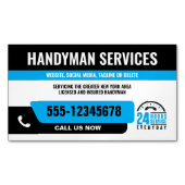 便利修理ブラックブルー男IT男 マグネット名刺 (正面)