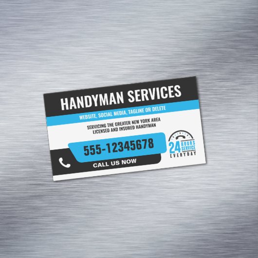 便利修理ブラックブルー男IT男 マグネット名刺 (インサイチュ)