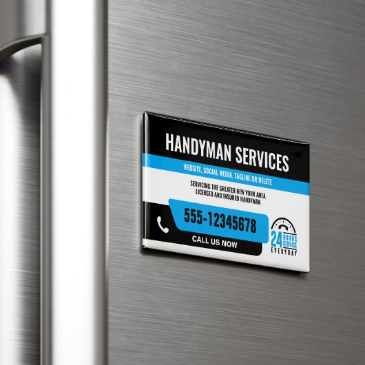 便利修理ブラックブルー男IT男 マグネット名刺