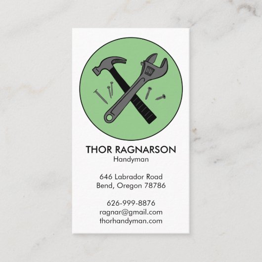 便利修理建築レンチハンマーカッコいい 名刺 (正面)