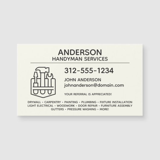 便利家宅修理磁気名刺 (正面)