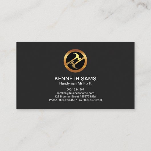 便利屋のたくましくフェイクな金ゴールドのハンマー 名刺 (裏面)