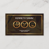 便利屋のカエデの葉の金ゴールドのボーダー 名刺 (正面)