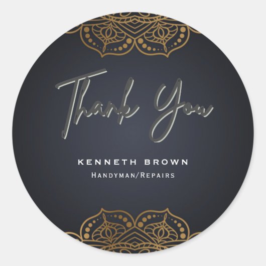 便利屋リペアブラック金ゴールド ラウンドシール (正面)