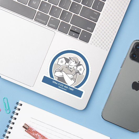 便利屋連絡形 シール (ノートパソコンとiPhone)