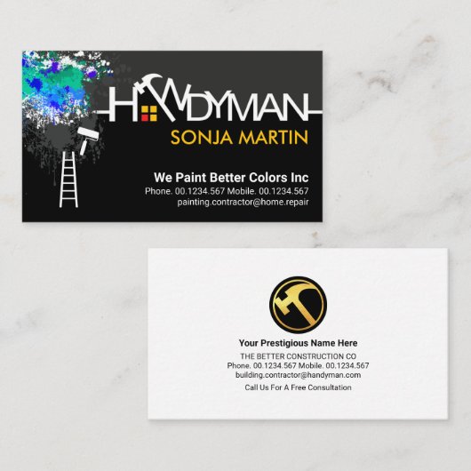 便利看板ピーリング絵を描(ばちゃばちゃ)跳ねる 名刺 (正面/裏面)