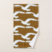 便浴用添食茶色の鳥 バスタオルセット (ハンドタオル)