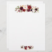 便箋 - 花のデザイン レターヘッド (正面/裏面)