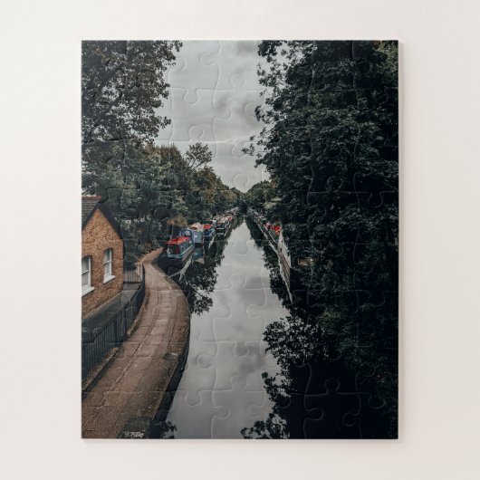 係留ナローボーツリトルヴェネツィアロンドンUK ジグソーパズル (縦)