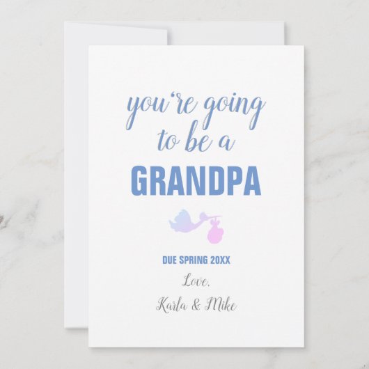 保あなたはおじいちゃん妊娠の発表 案内状 (裏面)