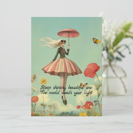 保お洒落輝くGirl Greeting Card カード (スタンド正面)