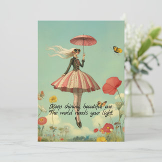 保お洒落輝くGirl Greeting Card カード