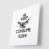 保すしを食べる スクエア壁時計 (傾斜)