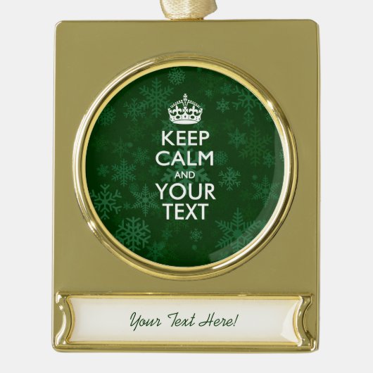 保ち、平静を持っていますあなたの創造的な文字を緑化して下さい ゴールドプレートバナーオーナメント (正面)