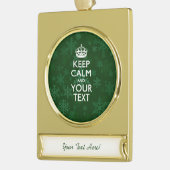 保ち、平静を持っていますあなたの創造的な文字を緑化して下さい ゴールドプレートバナーオーナメント (左)